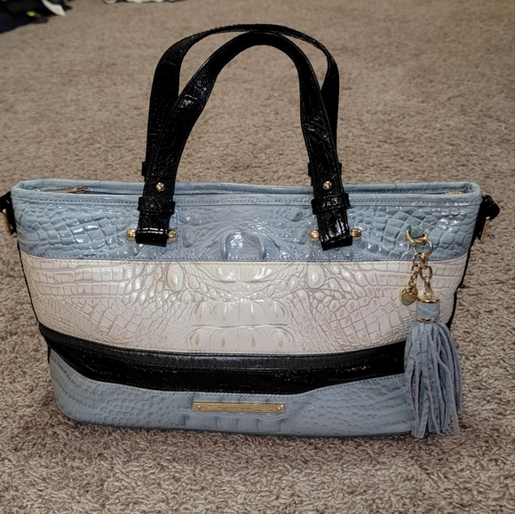 Brahmin Mini Asher Croc Embossed Leather Handbag Purse • Rare Color • Like New - Picture 3 of 16